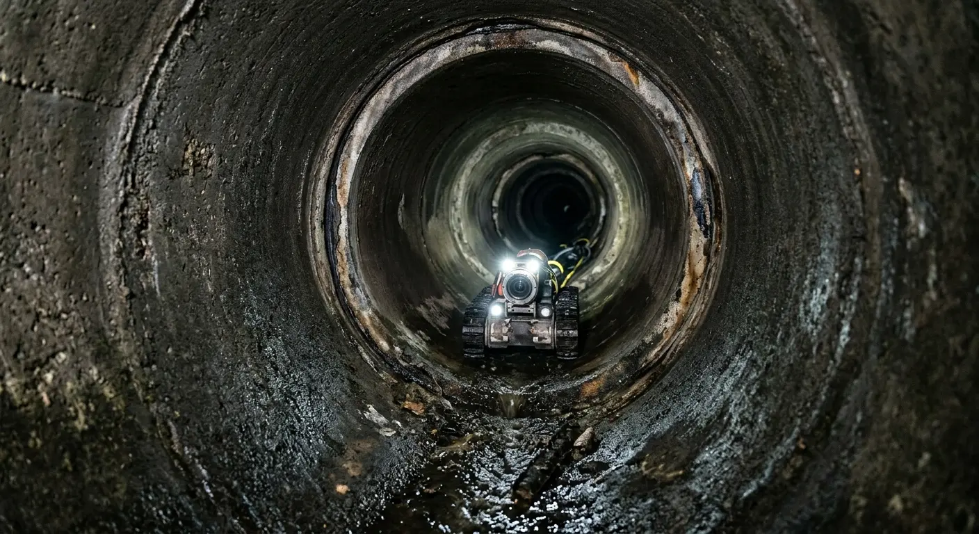Robotic sewer camera inspecting pipe interior for Sewer Line Repair in Englewood